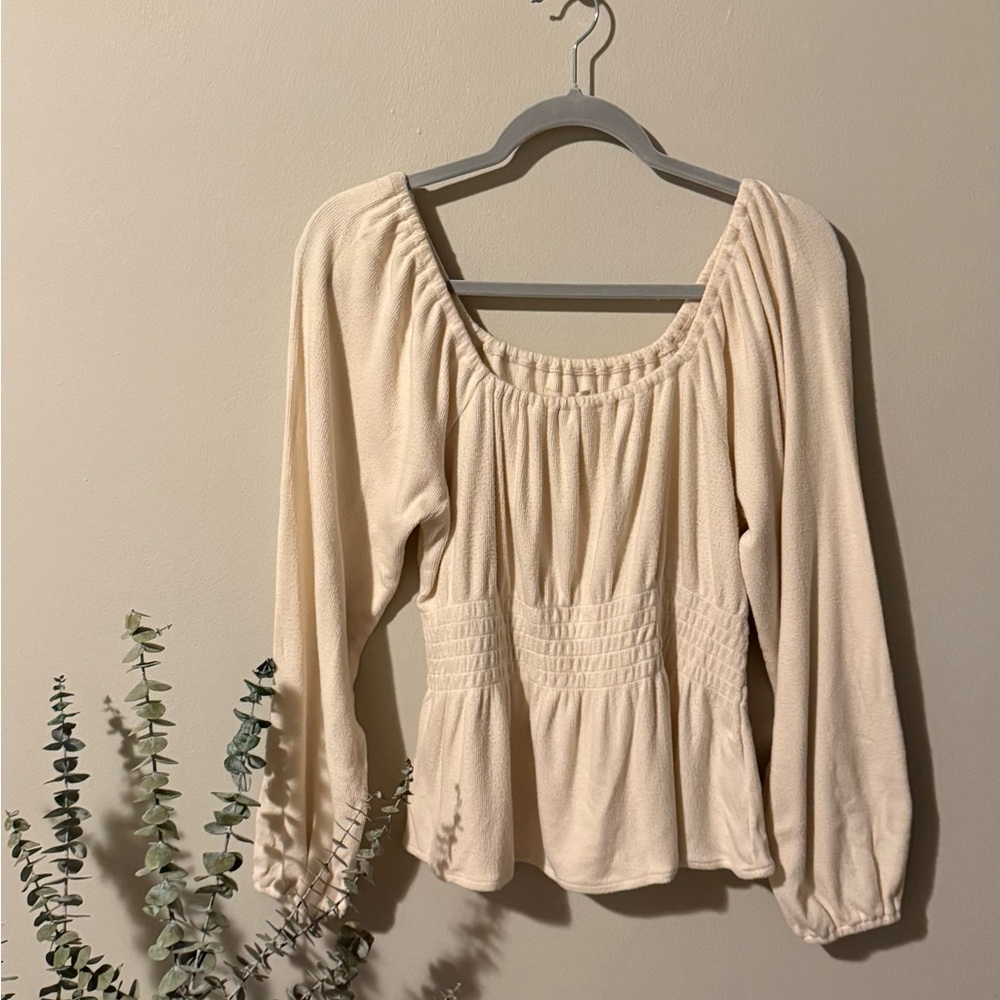 Madewell Cream Long Sleeve Blouse